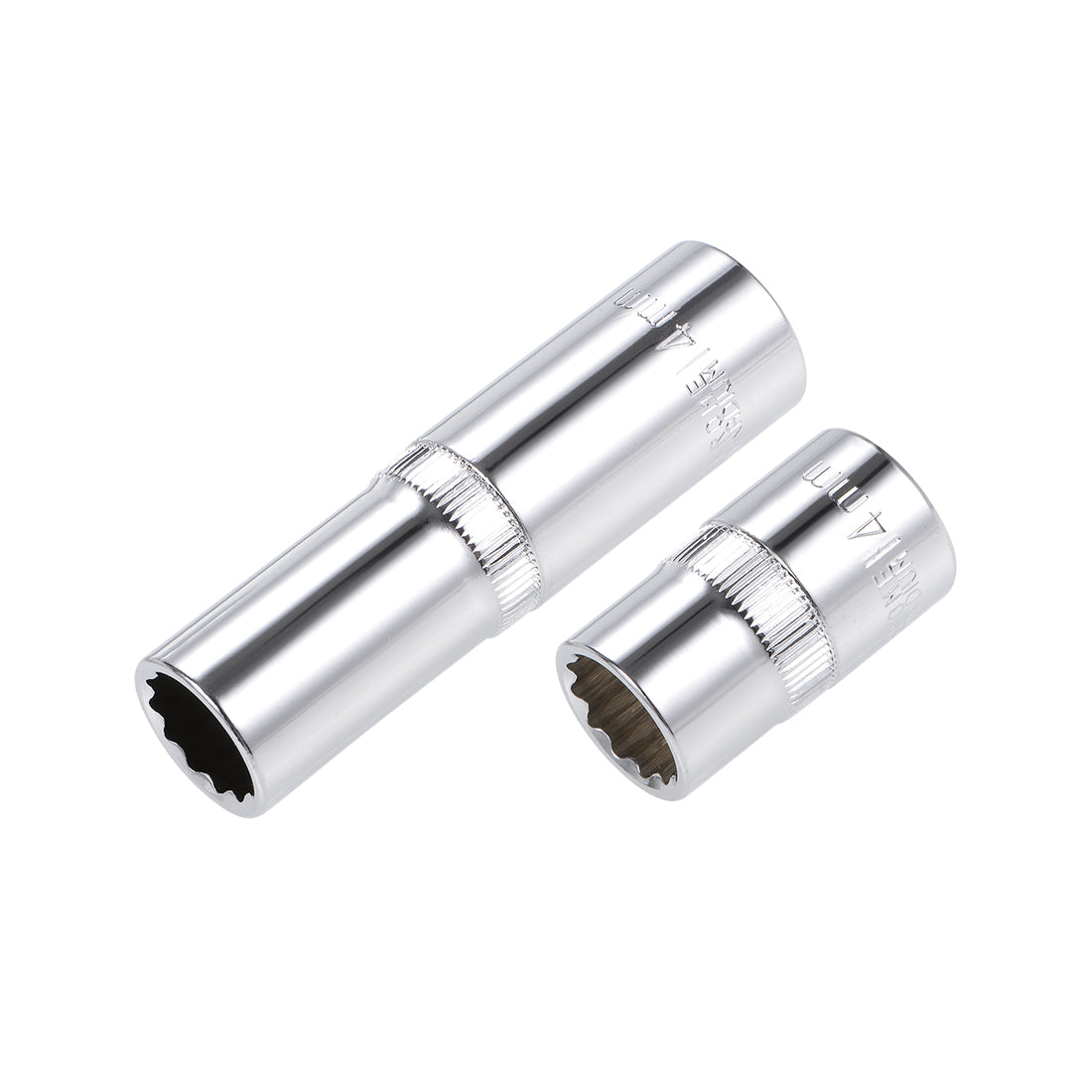 Harfington 1/2-Inch Drive by 14mm Deep and Shallow Socket Set of 2 Pcs, Cr-V, 12-Point, Metric