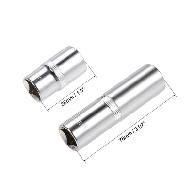 Harfington 1/2-Inch Drive by 15mm Deep and Shallow Socket Set of 2 Pcs, Cr-V, 12-Point, Metric