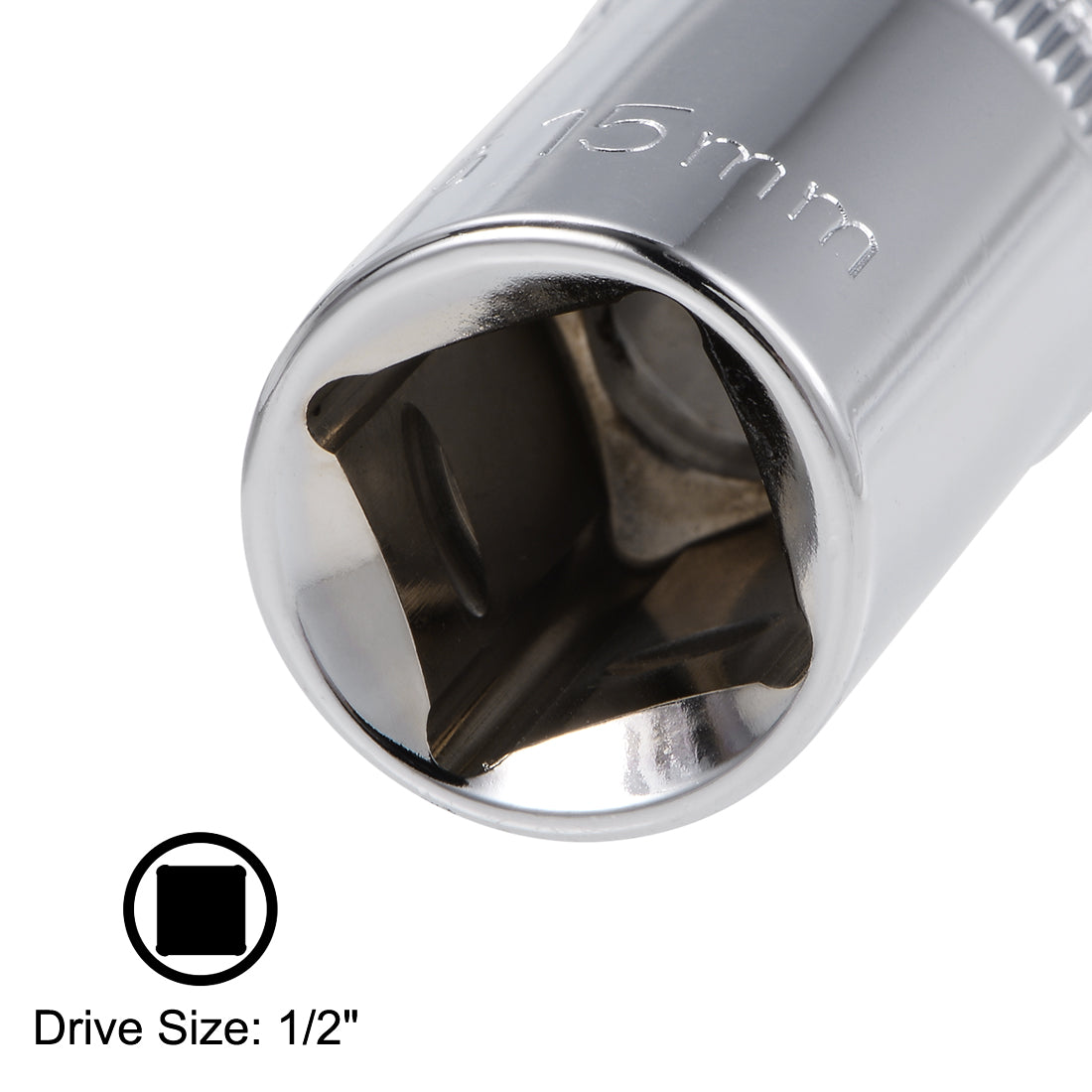 Harfington 1/2-Inch Drive by 15mm Deep and Shallow Socket Set of 2 Pcs, Cr-V, 12-Point, Metric