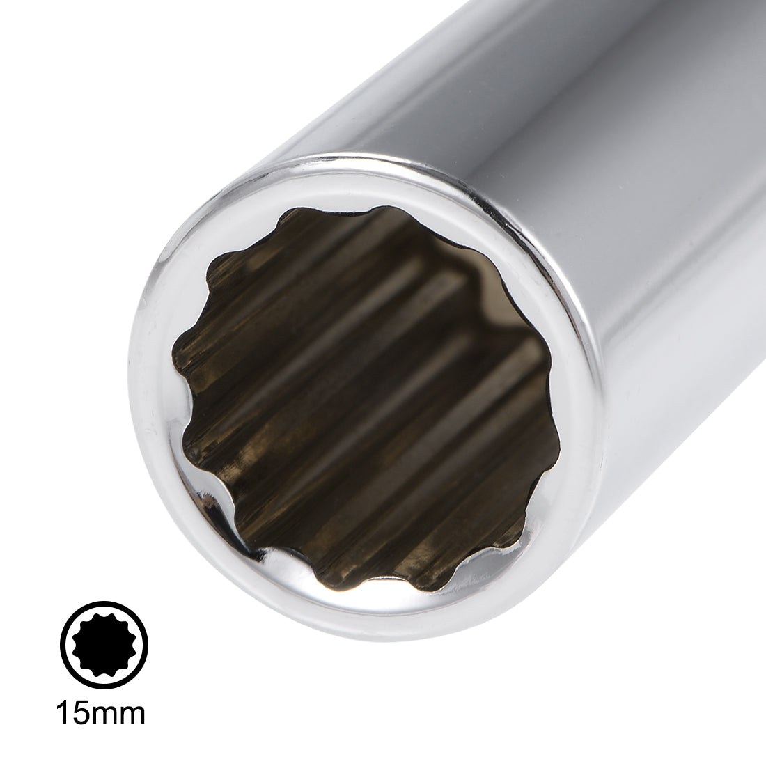 Harfington 1/2-Inch Drive by 15mm Deep and Shallow Socket Set of 2 Pcs, Cr-V, 12-Point, Metric