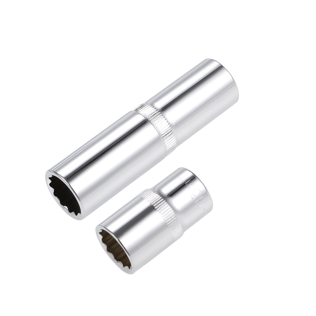 Harfington 1/2-Inch Drive by 15mm Deep and Shallow Socket Set of 2 Pcs, Cr-V, 12-Point, Metric