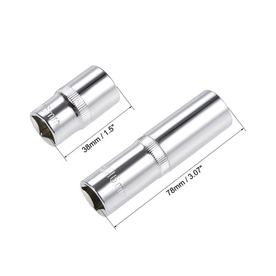 Harfington 1/2-Inch Drive by 16mm Deep and Shallow Socket Set of 2 Pcs, Cr-V, 12-Point, Metric