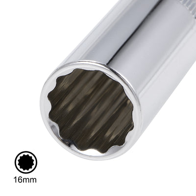 Harfington 1/2-Inch Drive by 16mm Deep and Shallow Socket Set of 2 Pcs, Cr-V, 12-Point, Metric