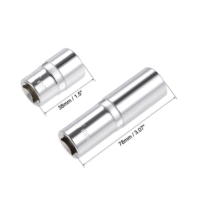 Harfington 1/2-Inch Drive by 17mm Deep and Shallow Socket Set of 2 Pcs, Cr-V, 12-Point, Metric