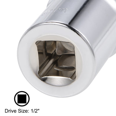 Harfington 1/2-Inch Drive by 17mm Deep and Shallow Socket Set of 2 Pcs, Cr-V, 12-Point, Metric