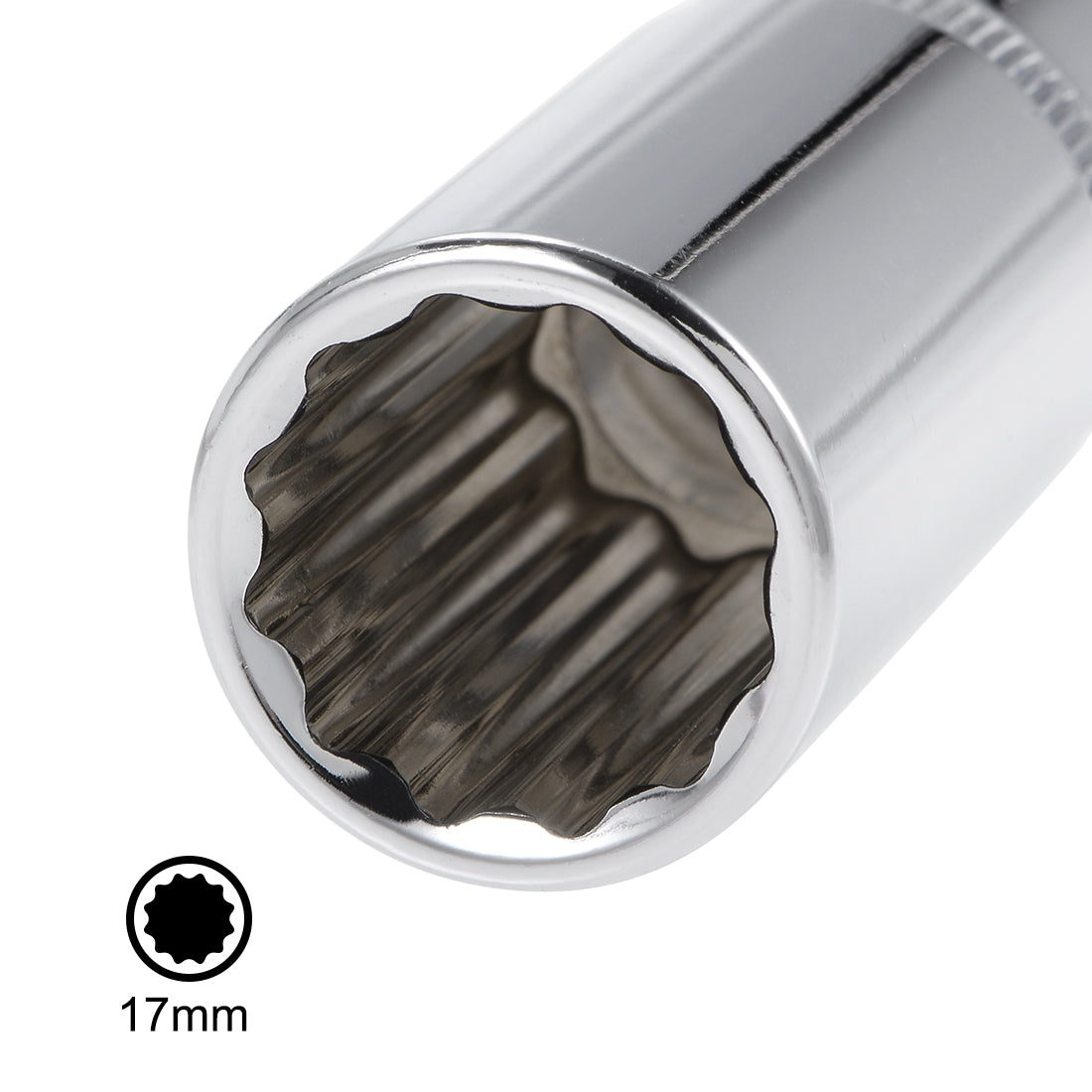 Harfington 1/2-Inch Drive by 17mm Deep and Shallow Socket Set of 2 Pcs, Cr-V, 12-Point, Metric