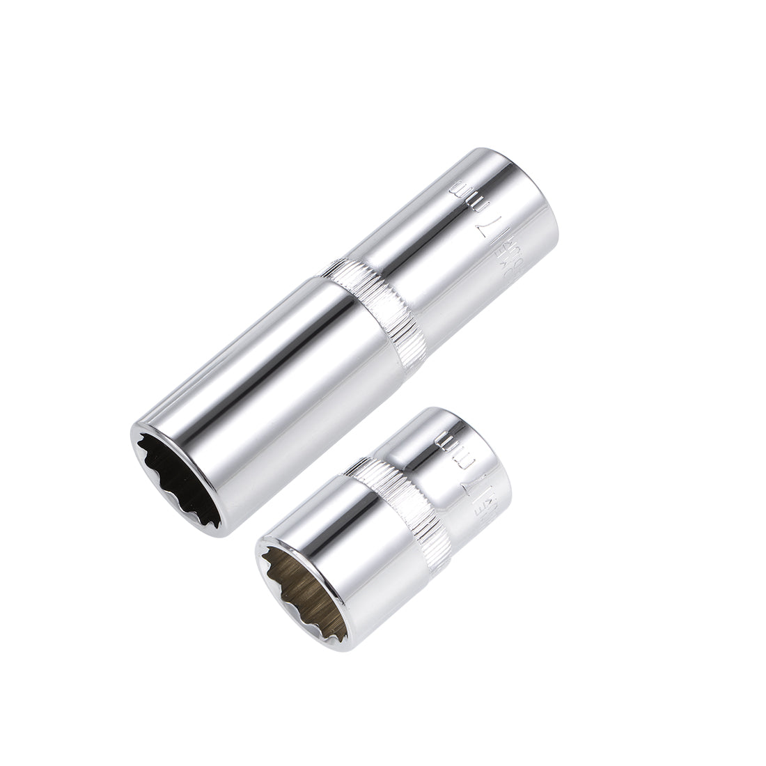 Harfington 1/2-Inch Drive by 17mm Deep and Shallow Socket Set of 2 Pcs, Cr-V, 12-Point, Metric