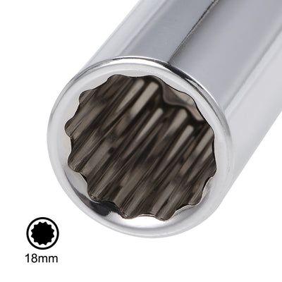 Harfington 1/2-Inch Drive by 18mm Deep and Shallow Socket Set of 2 Pcs, Cr-V, 12-Point, Metric