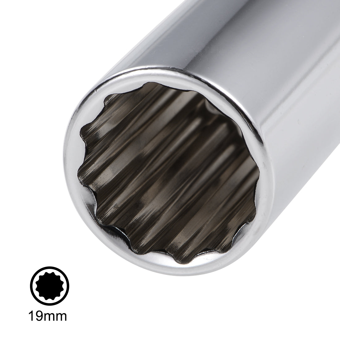 Harfington 1/2-Inch Drive by 19mm Deep and Shallow Socket Set of 2 Pcs, Cr-V, 12-Point, Metric