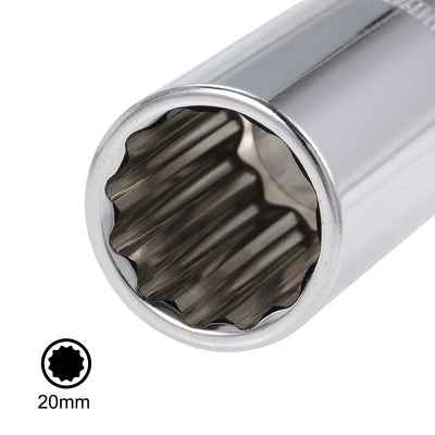 Harfington 1/2-Inch Drive by 20mm Deep and Shallow Socket Set of 2 Pcs, Cr-V, 12-Point, Metric