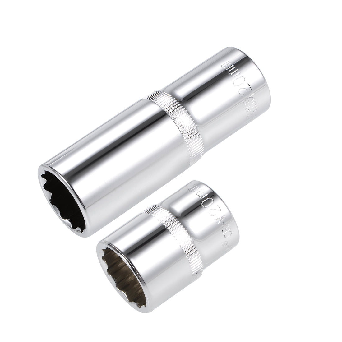 Harfington 1/2-Inch Drive by 20mm Deep and Shallow Socket Set of 2 Pcs, Cr-V, 12-Point, Metric