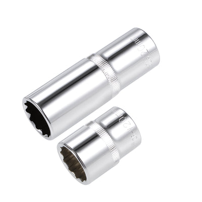 Harfington 1/2-Inch Drive by 20mm Deep and Shallow Socket Set of 2 Pcs, Cr-V, 12-Point, Metric