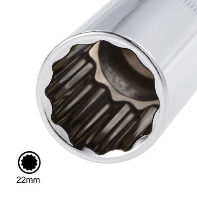 Harfington 1/2-Inch Drive by 22mm Deep and Shallow Socket Set of 2 Pcs, Cr-V, 12-Point, Metric