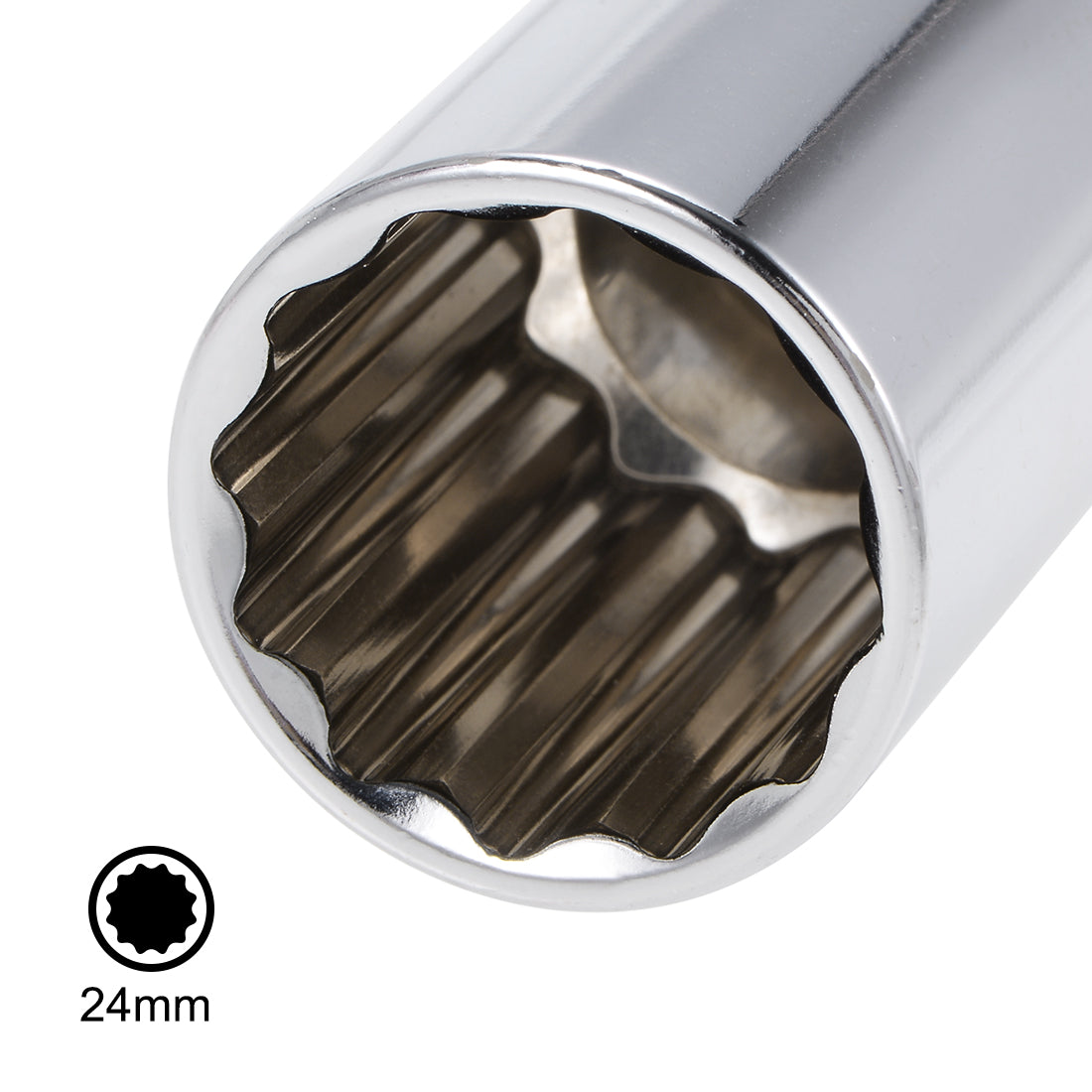 Harfington 1/2-Inch Drive by 24mm Deep and Shallow Socket Set of 2 Pcs, Cr-V, 12-Point, Metric