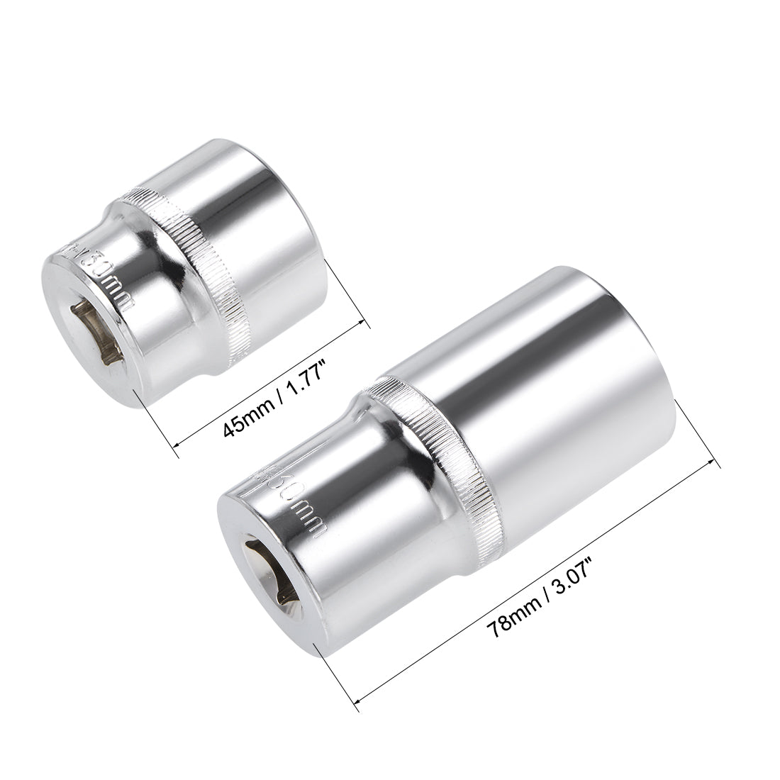 Harfington 1/2-Inch Drive by 30mm Deep and Shallow Socket Set of 2 Pcs, Cr-V, 12-Point, Metric