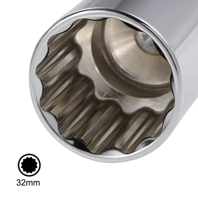 Harfington 1/2-Inch Drive by 32mm Deep and Shallow Socket Set of 2 Pcs, Cr-V, 12-Point, Metric