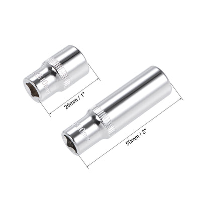 Harfington 1/4-Inch Drive by 10mm Deep and Shallow Socket Set of 2 Pcs, Cr-V, 6-Point, Metric