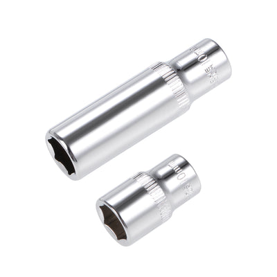 Harfington 1/4-Inch Drive by 10mm Deep and Shallow Socket Set of 2 Pcs, Cr-V, 6-Point, Metric