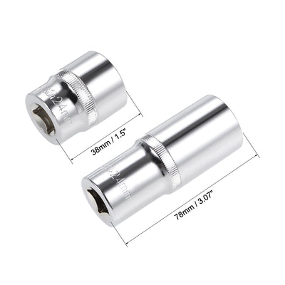 Harfington Square Drive by Deep and Shallow Socket Set, Cr-V, 6-Point, Metric