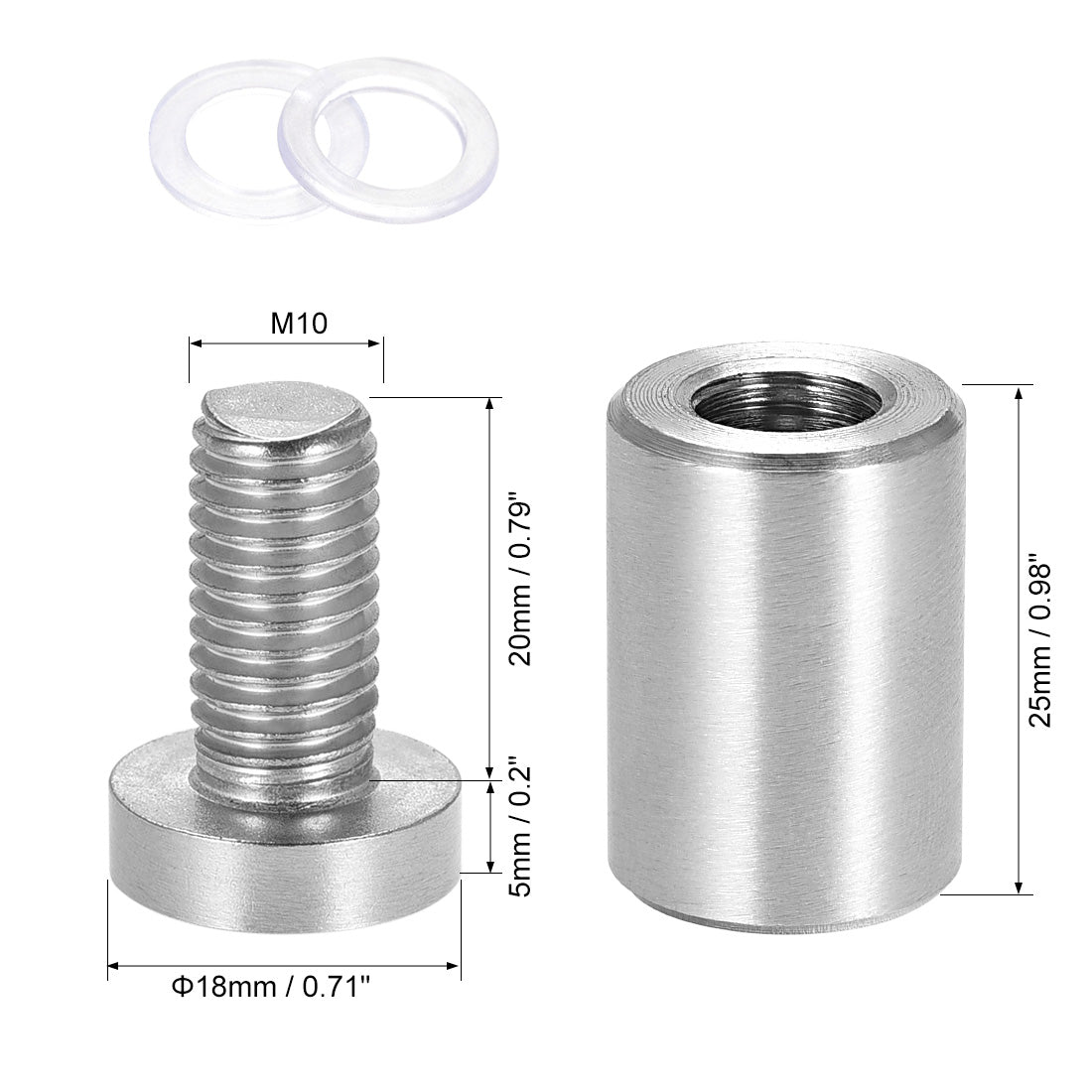 Harfington Glass Standoff Mount Solid Stainless Steel Wall Standoff Holder 18mmx33mm 4 Pcs