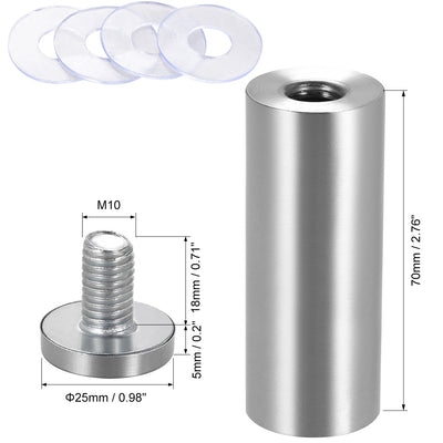 Harfington Glass Standoff Double Head Stainless Steel Standoff Holder 25mm x 85mm 6 Pcs