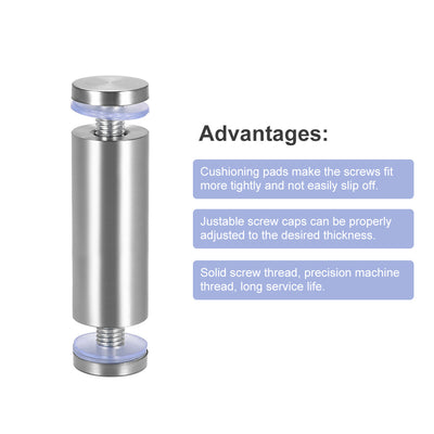 Harfington Glass Standoff Double Head Stainless Steel Standoff Holder 25mm x 85mm 6 Pcs
