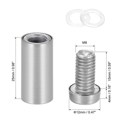 Harfington Glass Standoff Mount Stainless Steel Wall Standoff Holders 12mm x 31mm 16 Pcs