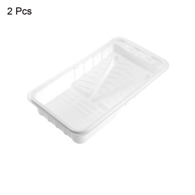 Harfington Paint Roller Tray for 4 Inch Plastic Liner for Painting Brush White 2pcs
