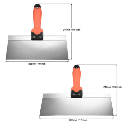 Harfington Putty Taping Paint Scrapers 10, 12 Inch Stainless Steel Edge with Plastic Handle for Wall Floor Tile 2in1 Set