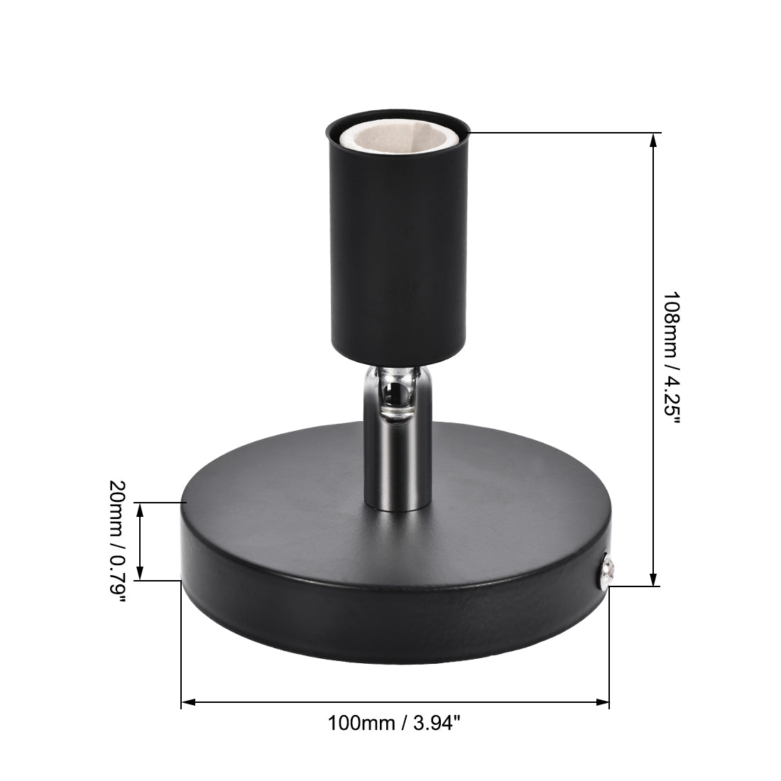 Harfington 180 Degree E14 Bulb Holder Socket Ceiling Lamp Wall Mounted Light 100x20mm Black 2pcs