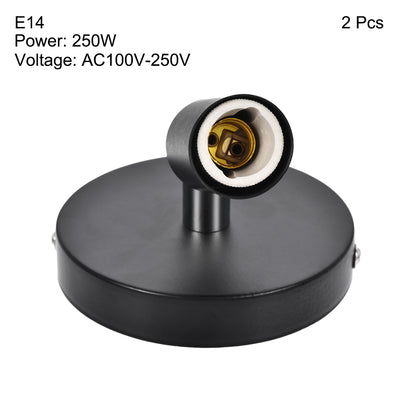 Harfington 180 Degree E14 Bulb Holder Socket Ceiling Lamp Wall Mounted Light 100x20mm Black 2pcs