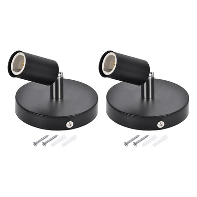 Harfington 180 Degree E14 Bulb Holder Socket Ceiling Lamp Wall Mounted Light 100x20mm Black 2pcs