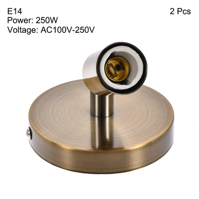 Harfington 180 Degree E14 Bulb Holder Socket Ceiling Lamp Wall Mounted Light 100x20mm Gold Copper 2pcs