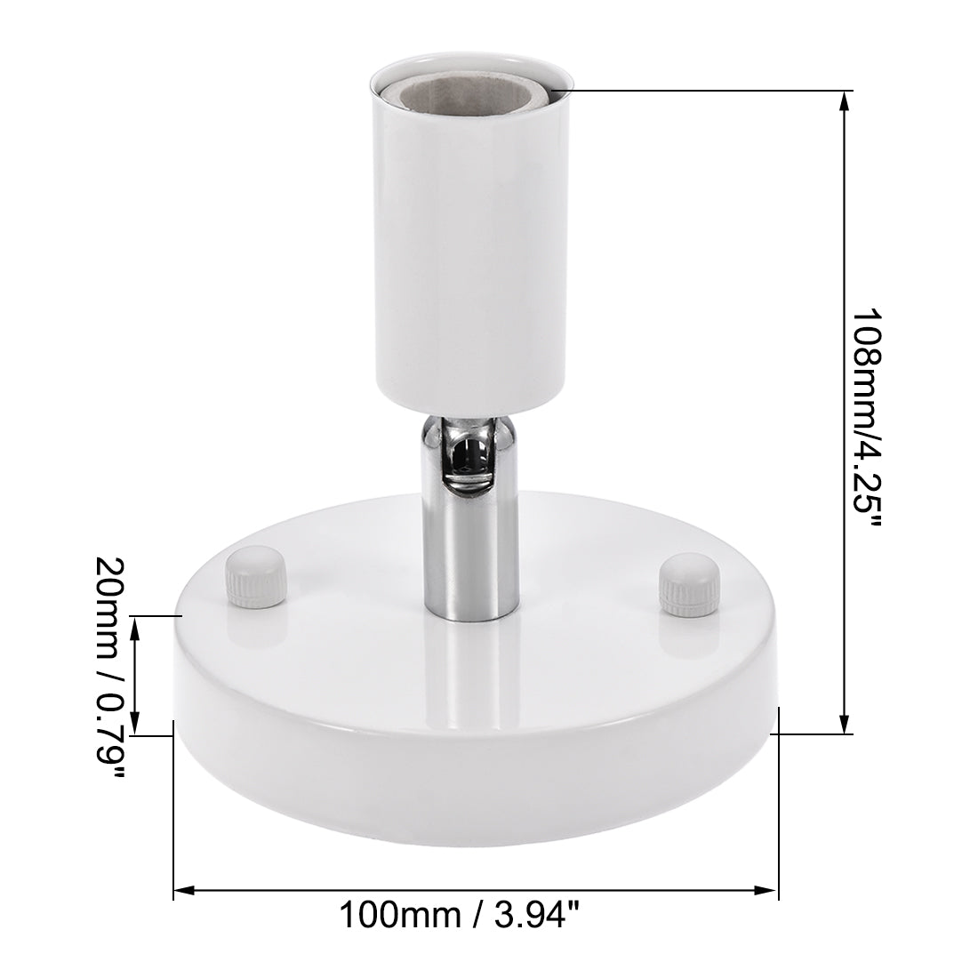 Harfington 180 Degree E14 Bulb Holder Socket Ceiling Lamp Wall Mounted Light 100x20mm White 2pcs