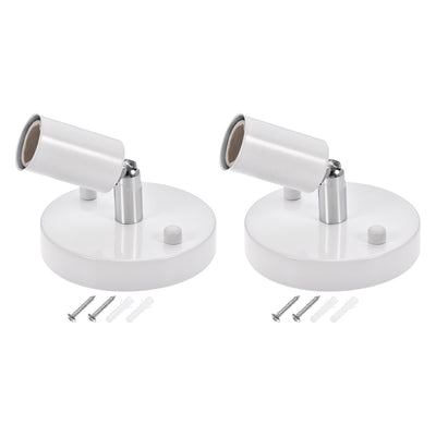 Harfington 180 Degree E14 Bulb Holder Socket Ceiling Lamp Wall Mounted Light 100x20mm White 2pcs