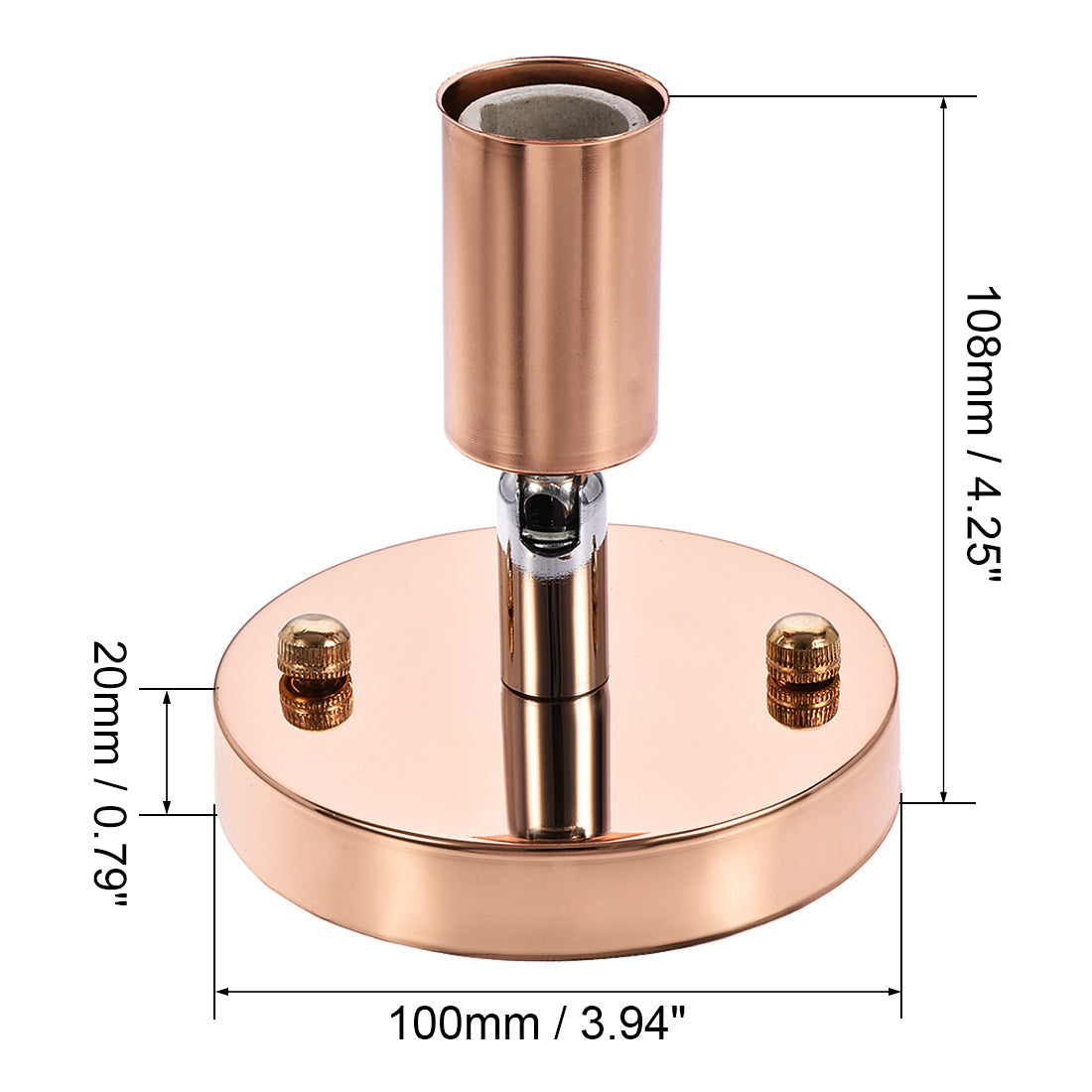Harfington 180 Degree E14 Bulb Holder Socket Ceiling Lamp Wall Mounted Light 100x20mm Rose Gold