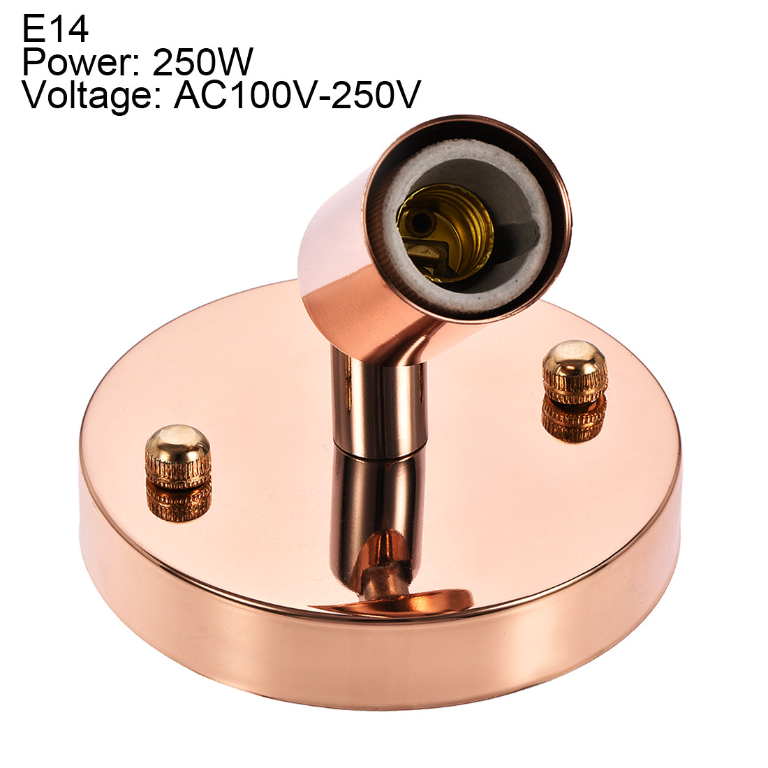 Harfington 180 Degree E14 Bulb Holder Socket Ceiling Lamp Wall Mounted Light 100x20mm Rose Gold