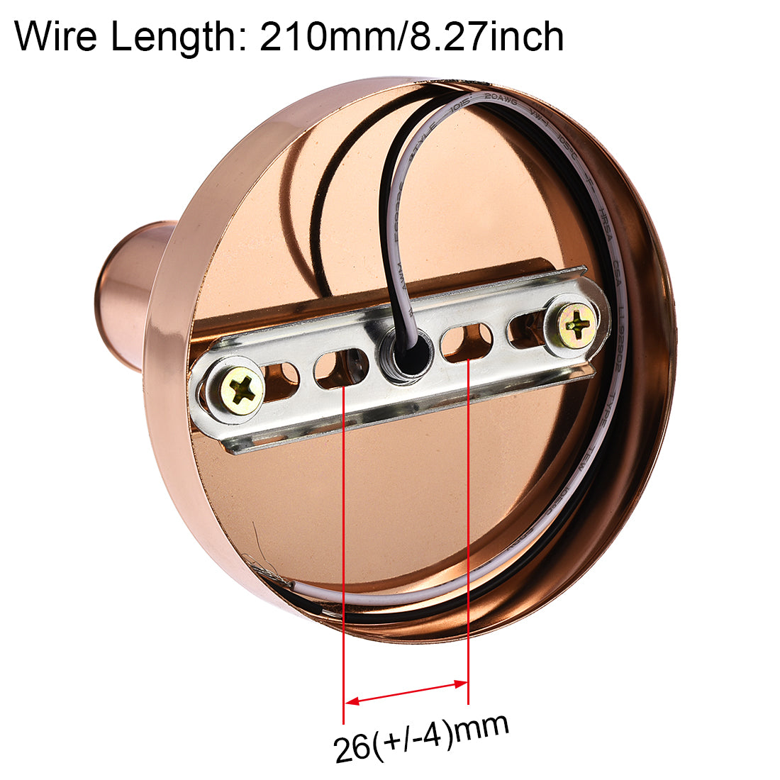 Harfington 180 Degree E14 Bulb Holder Socket Ceiling Lamp Wall Mounted Light 100x20mm Rose Gold