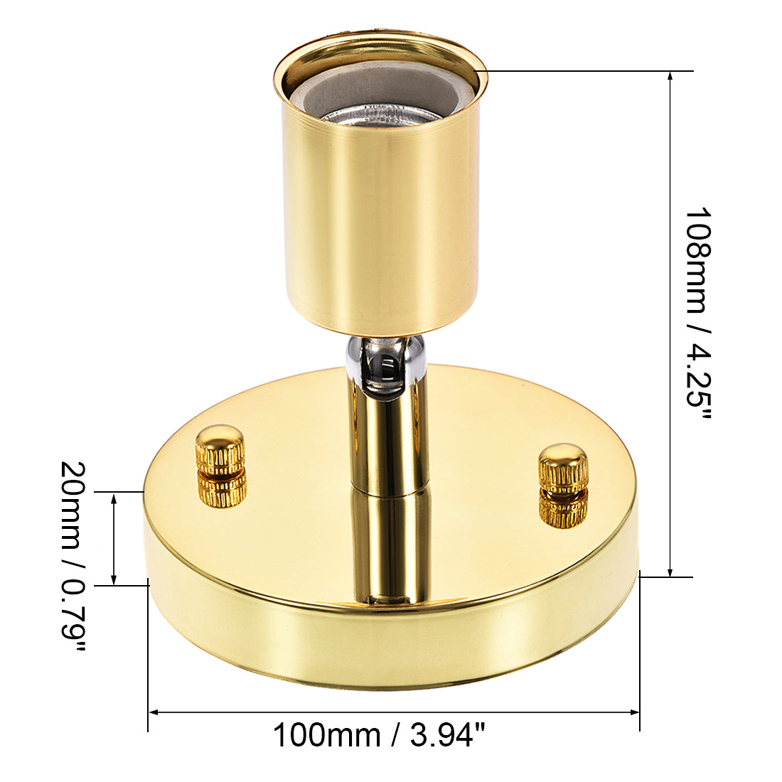 Harfington 180-Grad-E27-Lampenfassung, Deckenleuchte, Wandleuchte, 100 x 20 mm, Gold, 2 Stück
