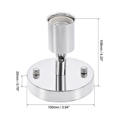 Harfington 180 Degree E27 Bulb Holder Socket Ceiling Lamp Wall Mounted Light 100x20mm Chrome