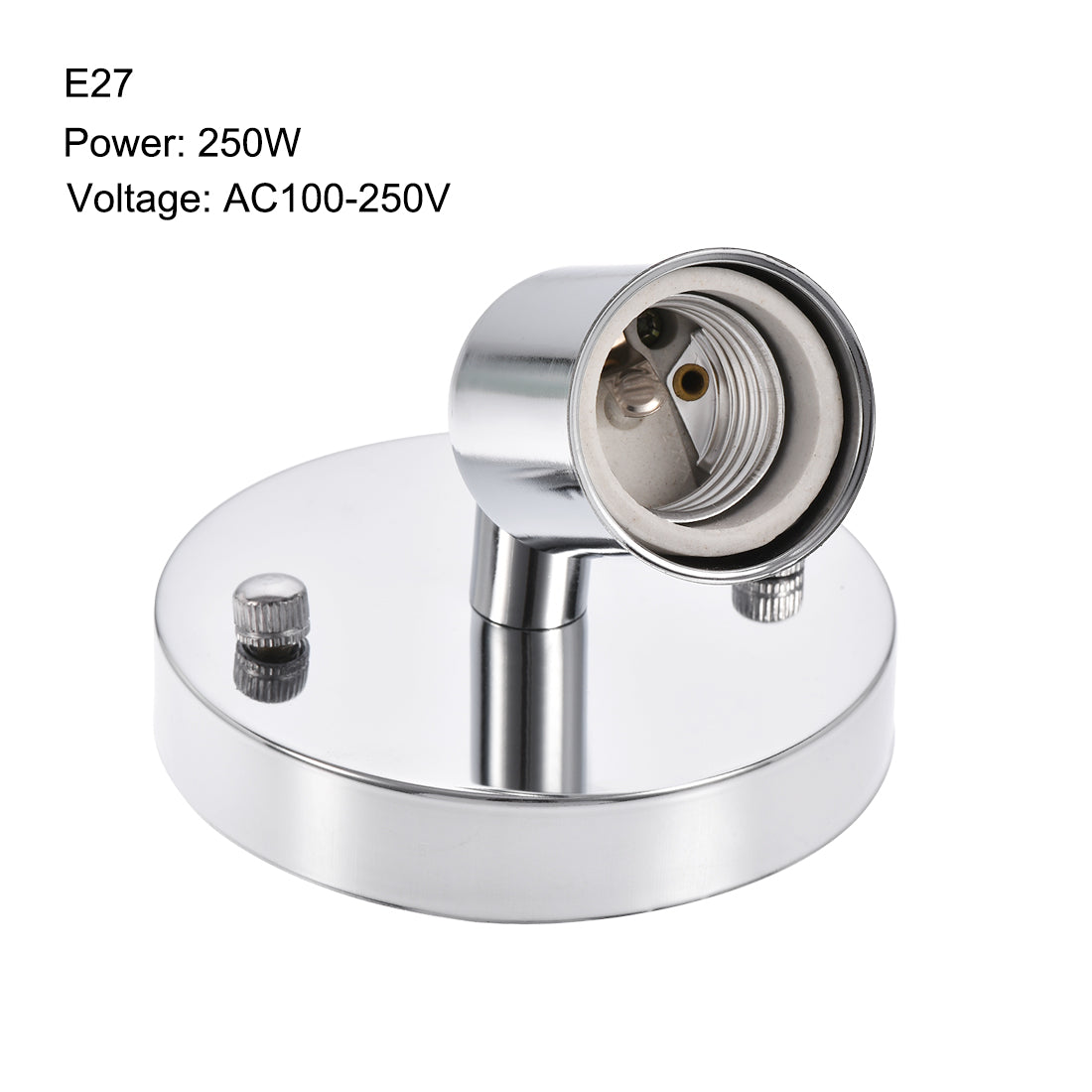 Harfington 180 Degree E27 Bulb Holder Socket Ceiling Lamp Wall Mounted Light 100x20mm Chrome