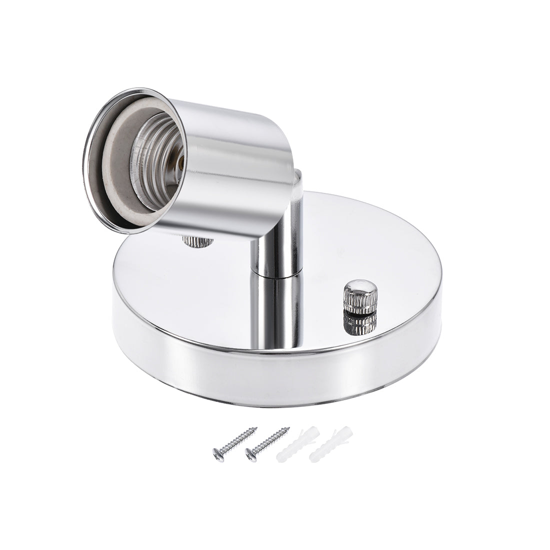 Harfington 180 Degree E27 Bulb Holder Socket Ceiling Lamp Wall Mounted Light 100x20mm Chrome