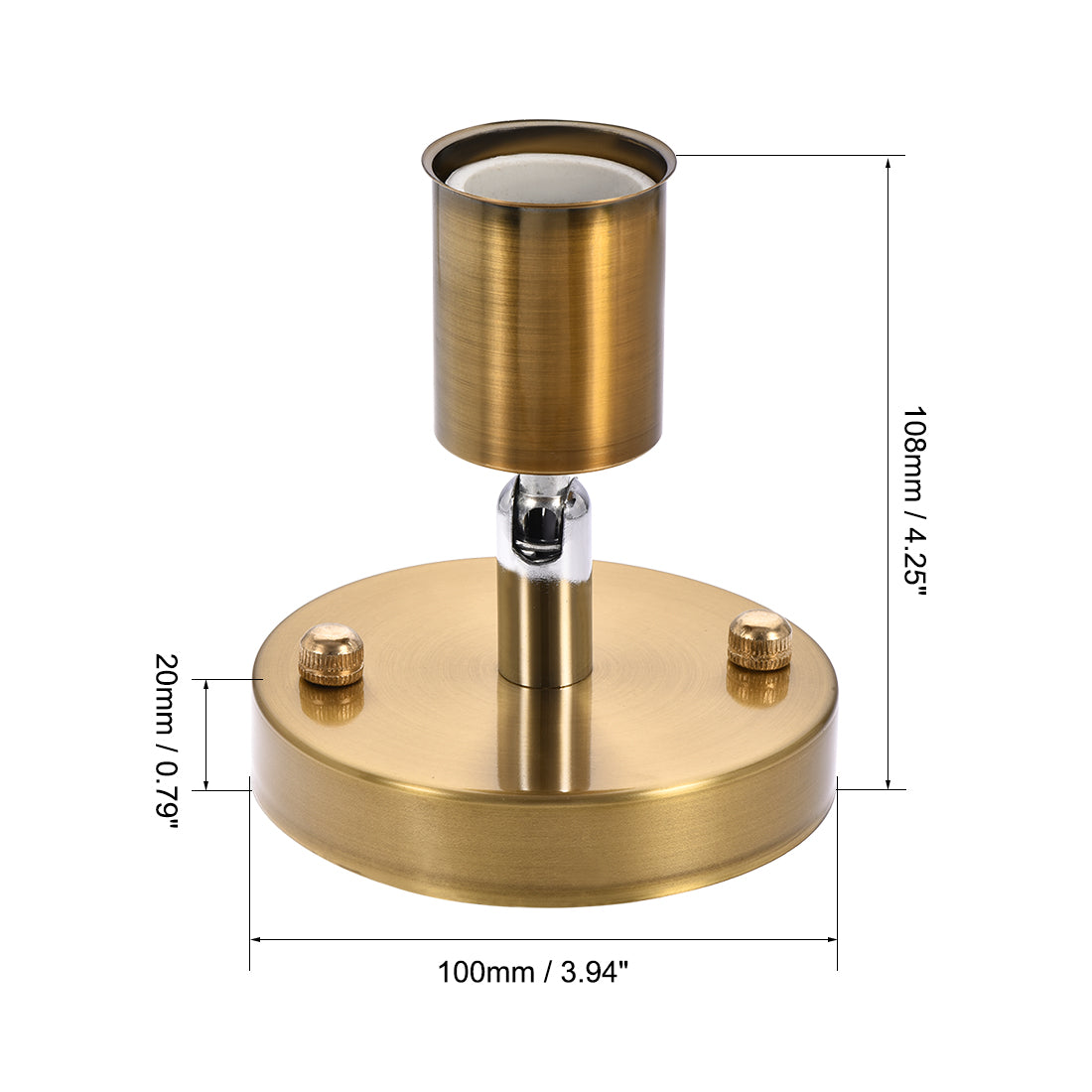 Harfington 180 Degree E27 Bulb Holder Socket Ceiling Lamp Wall Mounted Light 100x20mm Golden Bronze