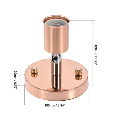 Harfington 180 Degree E27 Bulb Holder Socket Ceiling Lamp Wall Mounted Light 100x20mm Rose Gold 2pcs