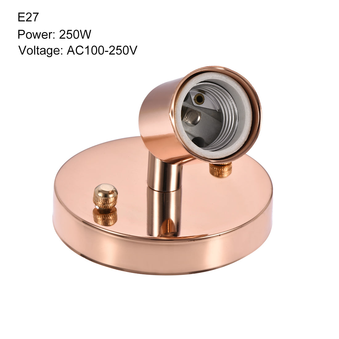 Harfington 180 Degree E27 Bulb Holder Socket Ceiling Lamp Wall Mounted Light 100x20mm Rose Gold 2pcs
