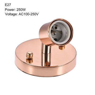 Harfington 180 Degree E27 Bulb Holder Socket Ceiling Lamp Wall Mounted Light 100x20mm Rose Gold 2pcs