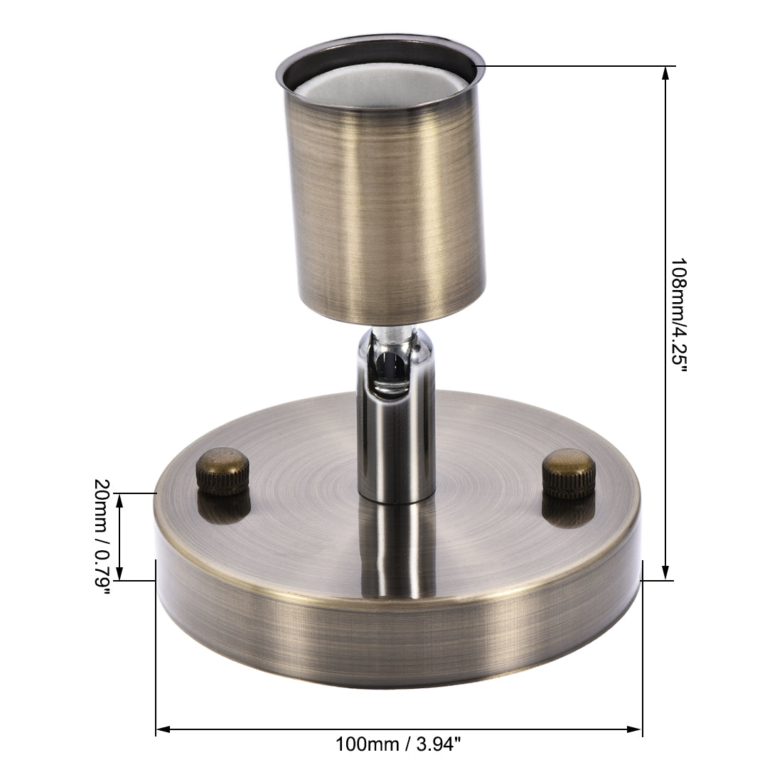 Harfington 180 Degree E27 Bulb Holder Socket Ceiling Lamp Wall Mounted Light 100x20mm Bronze