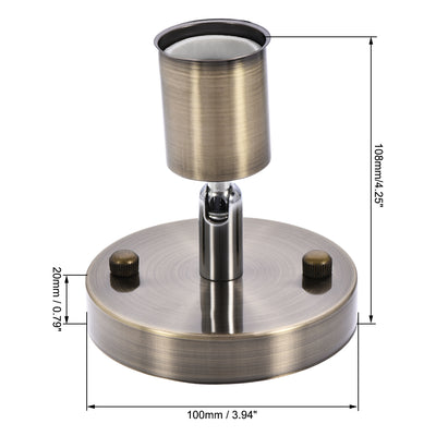 Harfington 180 Degree E27 Bulb Holder Socket Ceiling Lamp Wall Mounted Light 100x20mm Bronze