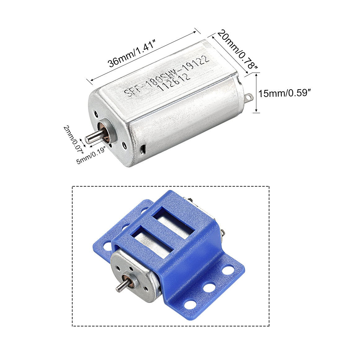 Harfington 130/180 DC Motor Mini Electric Motor 3V 4100RPM, Motor Mounting Bracket Holder 5 Set for DIY
