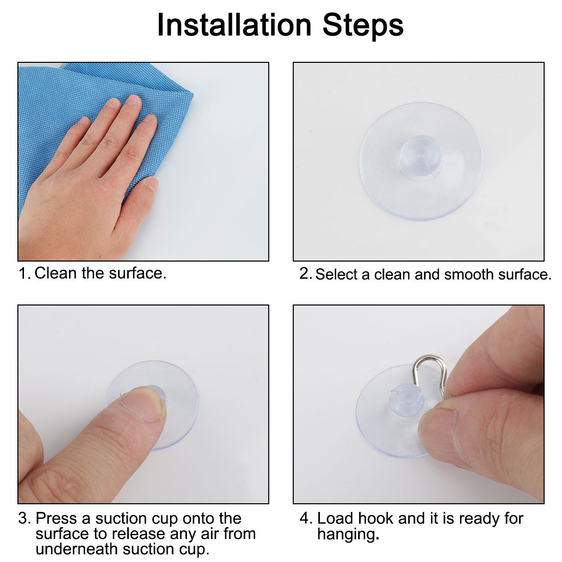 Harfington 12pcs Suction Cup Hooks 1" Diameter Removable Metal Hook Vacuum Hooks Hangers